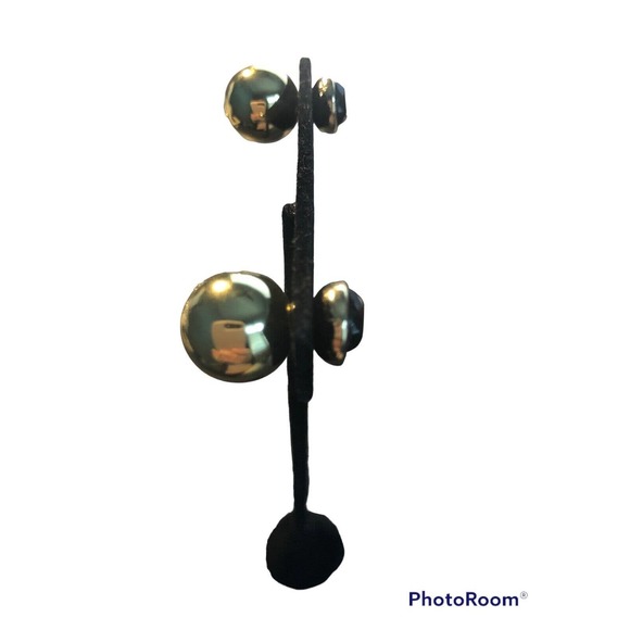 2 Pair M Haskell INC Earring Dual Post & Jacket Gold Black Filigree Rhinestone - Picture 8 of 10